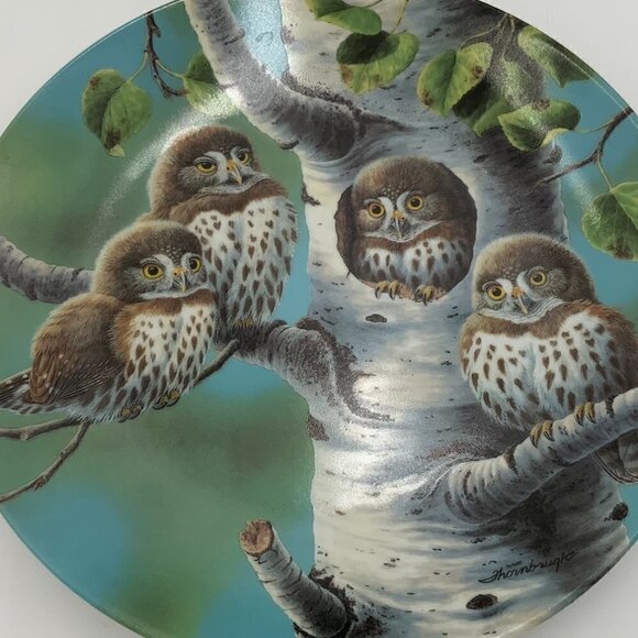 2 Vtg Knowles Owl Plates Joe Thornbrugh PEEK-A-WHOO & The Tree House - Picture 3 of 5